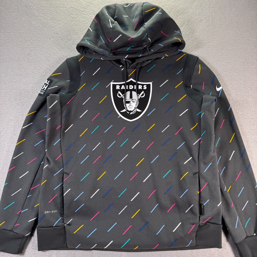 Las Vegas Raiders Crucial Catch Hoodie Sweatshirt Women Medium Gray Nike Dri Fit